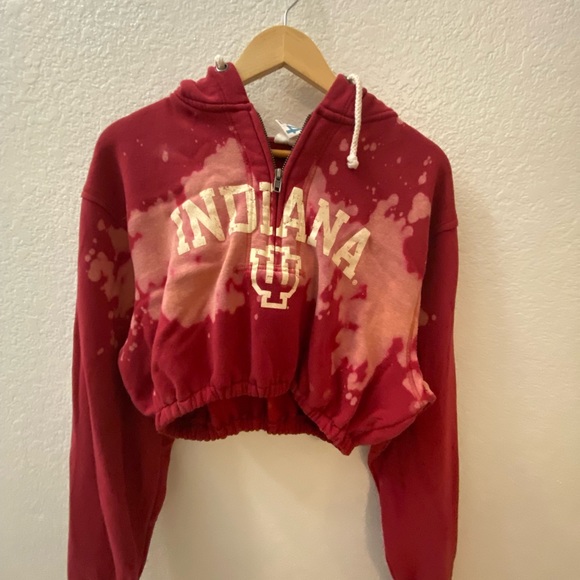 Indiana university Hoosiers Crop Acid washed custom hoodie - Picture 5 of 8